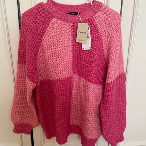 Mango Pink Color Block Sweater